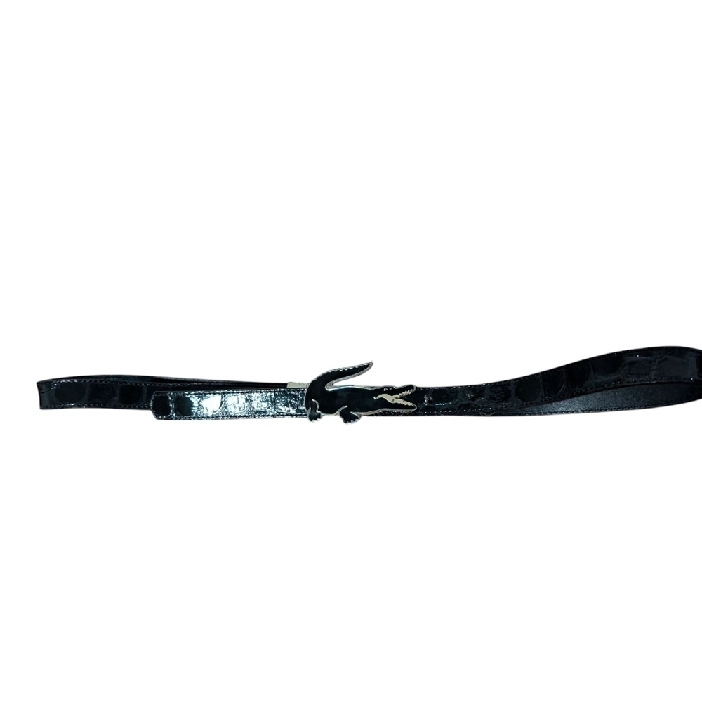 Lacoste,Black Crocodile Pattern Belt,37'